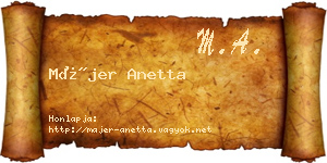 Májer Anetta névjegykártya